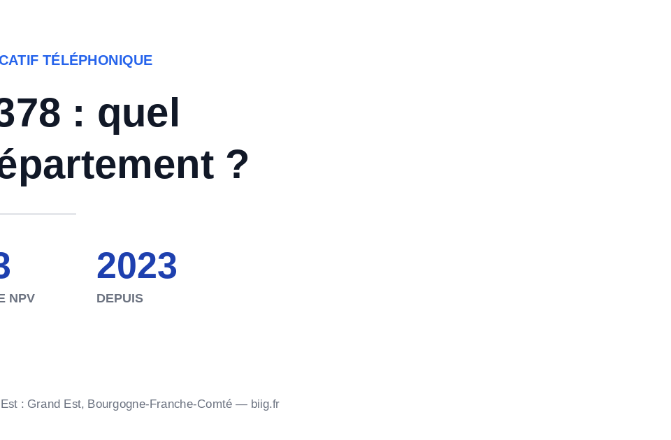 0378 : indicatif téléphonique, quel département ? Bloc NPV réservé au démarchage dans le Nord-Est depuis 2023