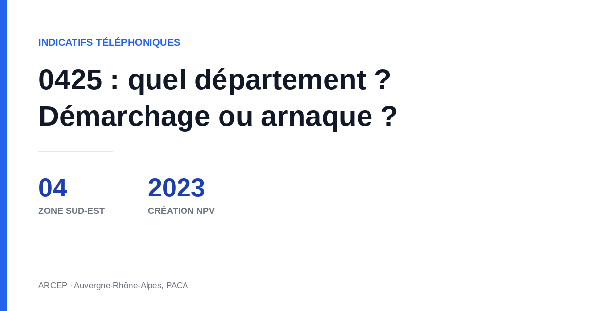 Image à la une : indicatif téléphonique 0425, quel département, démarchage ou arnaque
